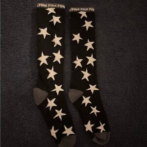 PINK Victoria's Secret Black Socks with White Stars